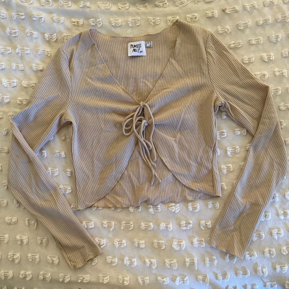 Princess Polly Waffle Knit Front Tie Cardigan